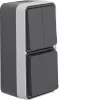 Hager WNC081 utanpåliggande serieströmbrytare/SCHUKO-uttag med lock, vertikal, polarvit (RAL 9010)