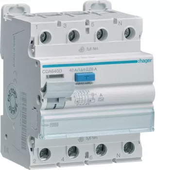 HAGER CDA640D jordfelsbrytare 4P 10kA 40A 30mA typ A