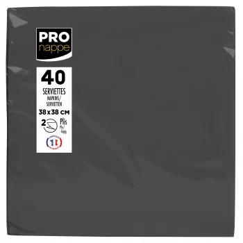 PROnappe pappersservetter svart 2-lagig 19,0 x 19,0 cm 40 st