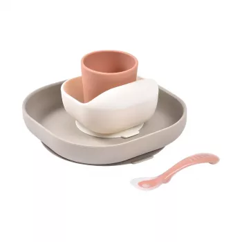 Beaba silikon matset för bebis med sugfot Terracotta (913602)