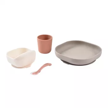 Beaba silikon matset för bebis med sugfot Terracotta (913602)