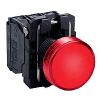 Schneider Electric XB5AVB4 lysdiodstryckknapp, 22 mm, 24 V AC/DC, röd LED, 1 NO, IP66