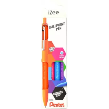 Pentel iZee BX470 Ballpoint Pen 4-Pack Assorted Ink Colors Black Blue Red Green 1.0 mm