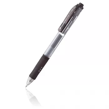 Pentel Hybrid Gel Grip klickbar gelpenna - svart bläck - 0,7 mm - medium - transparent skaft - metallspets