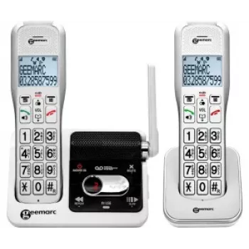 Geemarc AMPLIDECT 595-2 U.L.E Duo trådlös telefon med 2 handenheter – basstation – laddningsstation