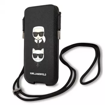 Karl Lagerfeld Ikonik Karl & Choupette Head Saffiano Hard Case för Apple iPhone 12 Pro Max 6,7 inch svart