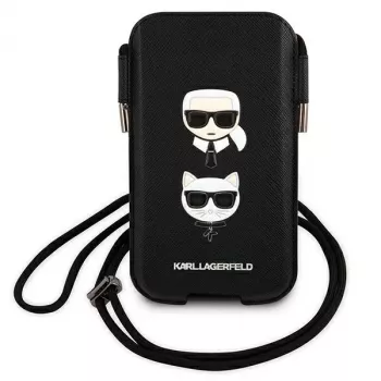 Karl Lagerfeld Ikonik Karl & Choupette Head Saffiano Hard Case för Apple iPhone 12 Pro Max 6,7 inch svart