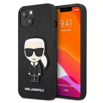 Karl Lagerfeld KLHCP13SOKPK iPhone 13 Mini 5,4 inch svart hardcase Saffiano Ikonik Karl Patch