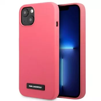 Karl Lagerfeld KLHCP13SSLMP1PI silikonbaksida med plakett för iPhone 13 Mini 5,4 inch fuchsia