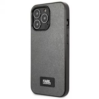 Karl Lagerfeld KLHCP13XSFMP2DG hårt skal för Apple iPhone 13 Pro Max 6,7 inch silver Saffiano Plaque