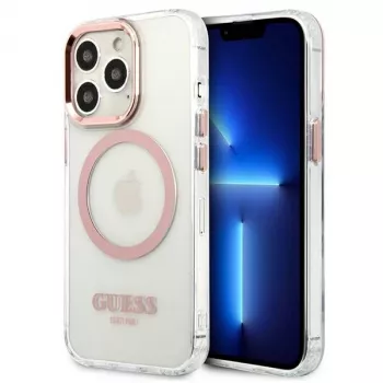 Guess Metal Outline MagSafe hårt skal för iPhone 13 Pro / 13 6,1 inch - rosa