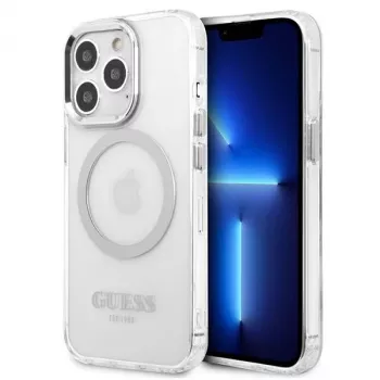 Guess GUHMP13LHTRMS Metal Outline MagSafe hårt skal för iPhone 13 Pro / iPhone 13 6,1 inch - silver