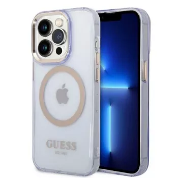 Guess Gold Outline Translucent hårt skal för Apple iPhone 14 Pro 6,1 inch - lila