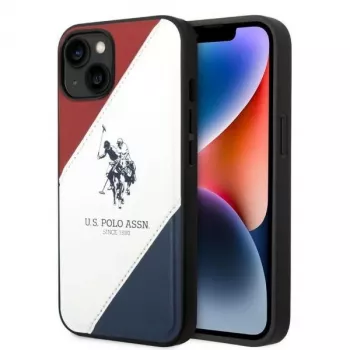 U.S. POLO ASSN. Tricolor Embossed bakstycke för Apple iPhone 14 Plus / 15 Plus 6,7