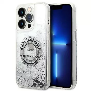 Karl Lagerfeld KLHCP14XLCRSGRS Liquid Glitter hårt skal för Apple iPhone 14 Pro Max 6,7 inch silver