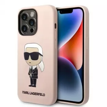 Karl Lagerfeld KLHCP14XSNIKBCP Ikonik Silicone hårt skal för iPhone 14 Pro Max 6,7 inch rosa