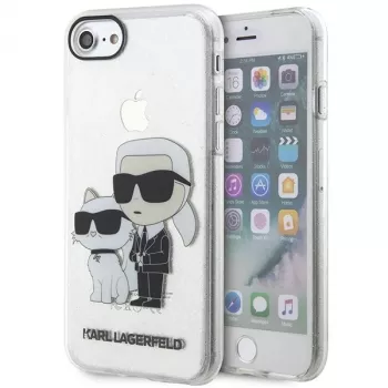 Karl Lagerfeld KLHCI8HNKCTGT iPhone 7/8/SE 2020 / SE 2022 transparent hårt skal Glitter Karl & Choupette