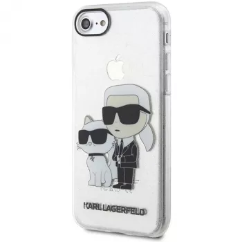 Karl Lagerfeld KLHCI8HNKCTGT iPhone 7/8/SE 2020 / SE 2022 transparent hårt skal Glitter Karl & Choupette