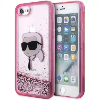 Karl Lagerfeld KLHCI8LNKHCP hårt skal Glitter Karl Head för iPhone 7/8/SE 2020/SE 2022, rosa