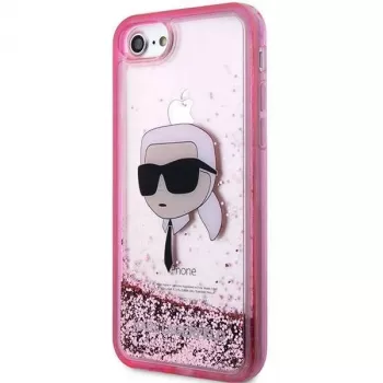 Karl Lagerfeld KLHCI8LNKHCP hårt skal Glitter Karl Head för iPhone 7/8/SE 2020/SE 2022, rosa