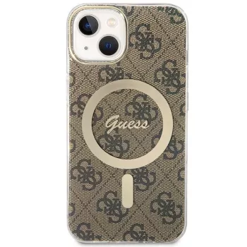 Guess GUHMP13MH4STW iPhone 13 / 14 / 15 6.1 inch Brown Hardcase with MagSafe