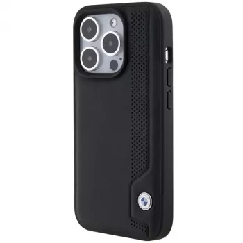 BMW BMHCP15X22RBDK hårt skal läder Blue Dots för iPhone 15 Pro Max 6,7 inch svart