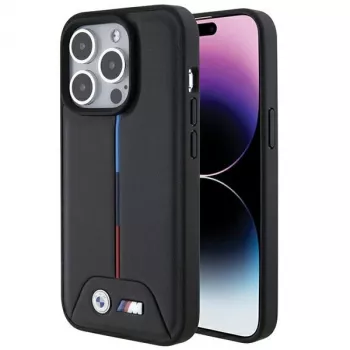 BMW BMHCP15L22PVTK iPhone 15 Pro 6,1 inch svart hårt skal quiltat tricolor