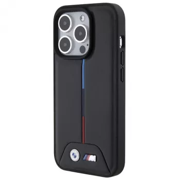 BMW BMHCP15L22PVTK iPhone 15 Pro 6,1 inch svart hårt skal quiltat tricolor