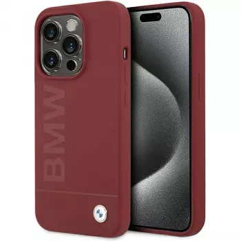 BMW M Collection silikonhårt skal med MagSafe för Apple iPhone 15 Pro 6,1 inch rött Big Logo