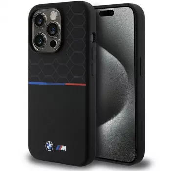 BMW M silikonmönstrat MagSafe-hårt skal för Apple iPhone 15 Pro 6,1 inch – svart