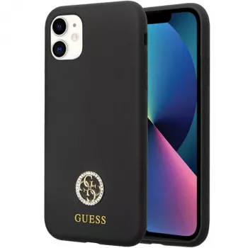 Guess GUHCN614DGPK hårt skal silikon logo strass 4G bakstycke för Apple iPhone 11 / Xr 6,1 inch svart