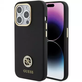 Guess GUHCP15LM4DGPK iPhone 15 Pro 6,1 svart hårt skal silikon logo strass 4G
