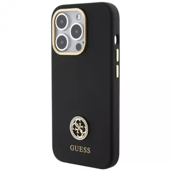Guess GUHCP15XM4DGPK hårt skal silikon logo strass 4G bakstycke för Apple iPhone 15 Pro Max 6,7 inch svart