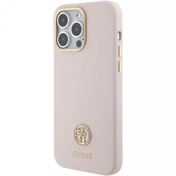 Guess GUHCP15XM4DGPP iPhone 15 Pro Max 6,7 inch rosa silikonhårt skal med strasslogo 4G