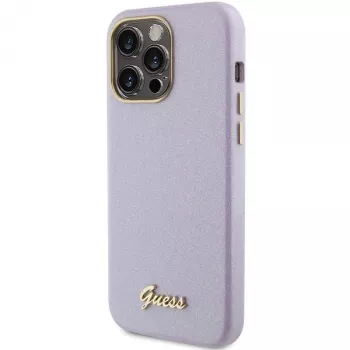 Guess GUHCP15LPGMCSL Glitter Glossy Script hårt skal för iPhone 15 Pro 6,1 inch lila