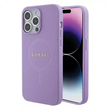 Guess GUHMP15LPSAHMCU Saffiano MagSafe hårt skal för Apple iPhone 15 Pro 6,1 inch – lila