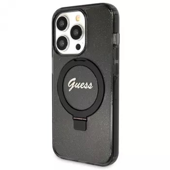 Guess Script Glitter Collection hårt skal ringstativ MagSafe för iPhone 13 Pro / 13 6,1 svart