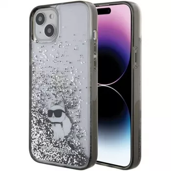 Karl Lagerfeld KLHCP15MLKCNSK iPhone 15 Plus / 14 Plus 6,7 inch genomskinligt hårt skal Liquid Glitter Choupette