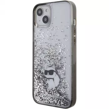 Karl Lagerfeld KLHCP15MLKCNSK iPhone 15 Plus / 14 Plus 6,7 inch genomskinligt hårt skal Liquid Glitter Choupette