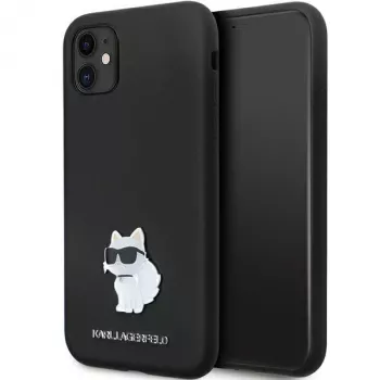 Karl Lagerfeld KLHCN61SMHCNPK hårt skal silikonskal med metallnål för iPhone 11 / XR 6,1 svart