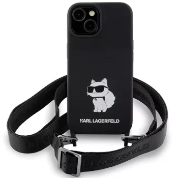 Karl Lagerfeld KLHCP15SSCBSCNK iPhone 15 / 14 / 13 6,1 hårt skal svart Crossbody silikon Choupette