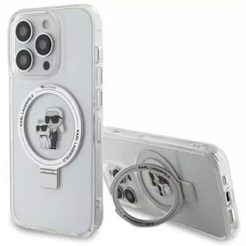 Karl Lagerfeld KLHMP13XHMRSKCH hårt skal ringstativ för iPhone 13 Pro Max 6,7 inch vitt Karl & Choupette MagSafe