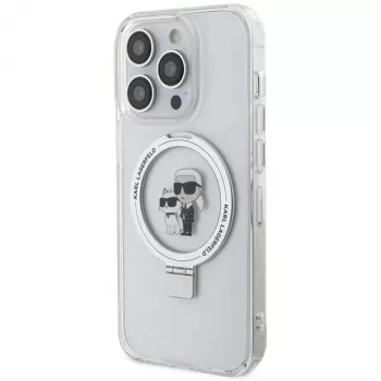 Karl Lagerfeld KLHMP13XHMRSKCH hårt skal ringstativ för iPhone 13 Pro Max 6,7 inch vitt Karl & Choupette MagSafe