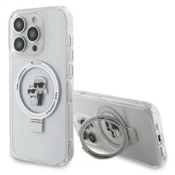 Karl Lagerfeld KLHMP15LHMRSKCH hårt skal ringstativ MagSafe för iPhone 15 Pro 6,1 inch vit