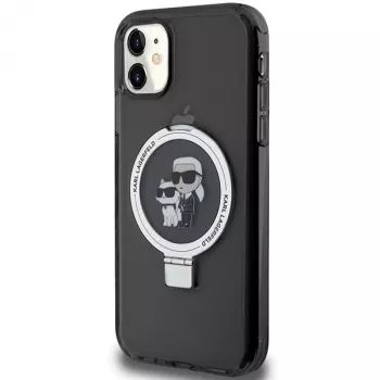 Karl Lagerfeld KLHMN61HMRSKCK hårt skal ringstativ för iPhone 11 / XR 6,1 svart MagSafe Karl & Choupette