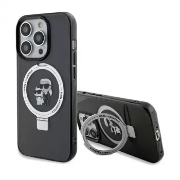 Karl Lagerfeld iPhone 13 Pro Max 6,7 inch hårt skal ringstativ Karl & Choupette MagSafe svart