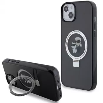 Karl Lagerfeld KLHMP15MHMRSKCK hårt skal ringstativ MagSafe för iPhone 15 Plus / 14 Plus 6,7 inch svart