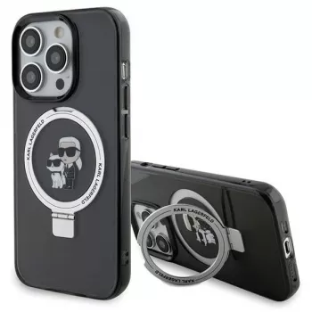 Karl Lagerfeld KLHMP15LHMRSKCK hårt skal ringstativ MagSafe för iPhone 15 Pro 6,1 svart