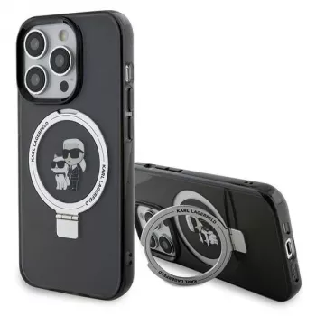 Karl Lagerfeld KLHMP15XHMRSKCK iPhone 15 Pro Max 6,7 inch svart hårt skal med ringhållare Karl & Choupette MagSafe