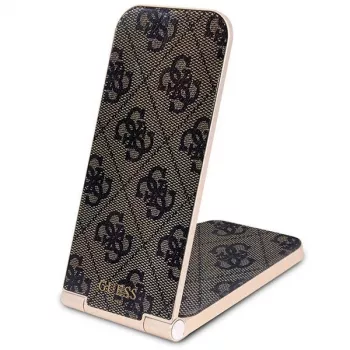 Guess hopfällbar 2-i-1 trådlös laddare GUDCFAL4PEGW 15W brun 4G Pattern MagSafe